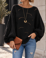 Zeyna – Langärmeliger Strickpullover in Schwarz