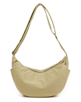 Damen-Umhängetasche in Halbmondform mit großem Fassungsvermögen und verstellbarem Riemen – Manon in Beige