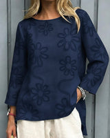 Kevara - Langarmbluse mit weichem Griff in Marineblau