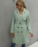 Andrea | Damenmode Doppelreihiger Trenchcoat in Grün