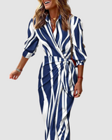 Cecilia™ Schickes Gestreiftes Kleid in Dunkelblau & Weiß