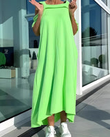 Vathsala - Langes Schulterfreies Sommer Kleid in Grün