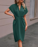 Damen kurzärmeliges Sommerkleid in Dunkelgrün