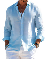 Félicien - Angenehmes langärmeliges Poloshirt in Blau