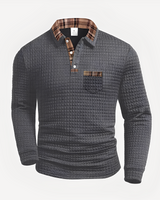 Morris - Stilvolles Langarm-Poloshirt in Grau
