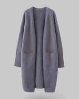 Daniela | Damen Warme Strickjacke mit offener Front in Dunkelgrau