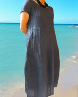 Allie - Lässiges, locker sitzendes Kurzarmkleid für Damen in Grau