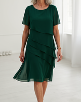 Juliette | Elegantes, fließendes Kleid mit Rüschen in Grün