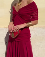 Louise | Elegantes Maxikleid für Feste mit V-Ausschnitt in Leidenschaftliches Rot