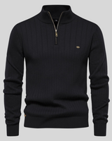 Zippie - Stylischer Bodyfit-Pullover mit Reißverschluss für Männer in Schwarz