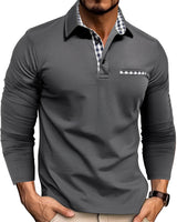 Jerome - Komfortables Langarm-Poloshirt in Grau
