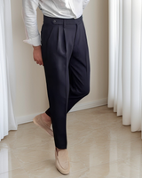 Kristian - Elegante Plisseehose mit Schnalle für Herren in Schwarz
