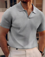 Holden - Kurzarm-Poloshirt mit schlichtem Design in Grau