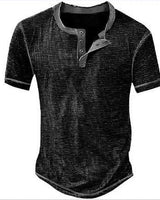 Lässiges Henley Oberteil Im Retro Farbblock Stil für Herren in Schwarz