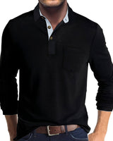 Marty - Komfortables Herren-Poloshirt mit langen Ärmeln in Schwarz