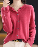 Kaschmir Cardigan für Damen in Dunkelrosa