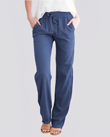 Damen Leichte Hose mit Elastischem Bund in Blau