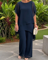 Jessenia - Set aus Lagenlook-Tunika und Hose in Marineblau