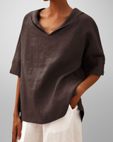 Alissa - Lässige, Locker Sitzende Bluse in Braun
