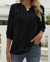 Elegante Midarm Bluse in Schwarz
