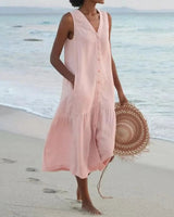 Lena - Premium-Kleid mit V-Ausschnitt in Rosa