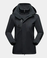 Maja | Damen Warme Winterjacke mit Kapuze in Schwarz