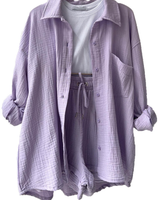 VICTORIA | ZWEITEILIGES HEMD-SHORTS-SET in Violett