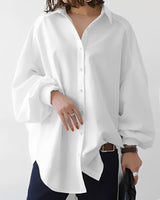 Brittney - Lässige Oversized-Bluse in Weiß