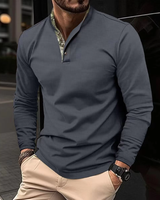 OLIVER – Langarm-Polo mit stylischem Kragen in Grau