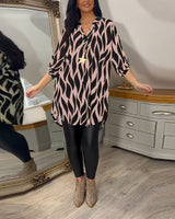 Eleanor - Damenbluse mit Muster in Rosa