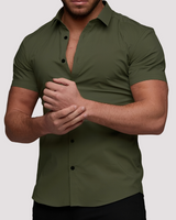 Oscar - Kurzärmeliges Hemd in Slim-Fit-Passform für Herren in Grün