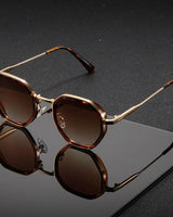 Velmora - Stylische Achtkant Sonnenbrille Mit UV Schutz in Braun