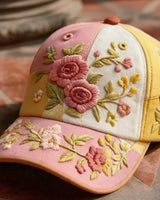 Virinia – Mütze Mit Blumen Stickerei in Gelb