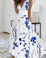 Kathryn - Stilvolles Maxikleid mit Blumenmuster für Damen in Blau