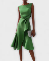 Elfriede | Damen Ärmelloses Midikleid Drapiert Asymmetrisch – Asymm. Midi Drapiert 2026 in Grün