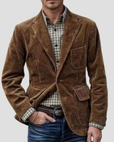 Herren Texturiert Cordjacke mit Taschen in Dunkelbraun