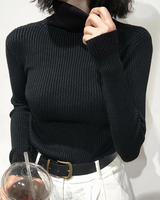 Damen Slim Fit Rollkragenpullover in Schwarz