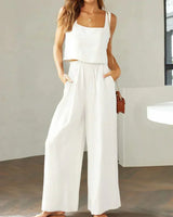 Scarlett | Damen Set Top Hose Koordiniert Elegant Modern in Weiß