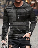 Kellan – Langärmliges Hemd MIT Geometrischem Patchwork-print in Dunkelgrau