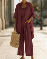 Rilara - dreiteiliges Loungewear-Set in Wein