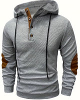 Alejandro – Strukturiertes Kapuzensweatshirt mit Kontrastfarbenen Ellbogenpatches in Grau