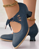 Zydrune - Vintage Leder Pumps Mit Hohem Absatz in Blau