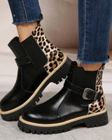 Damen-Stiefeletten mit Leopardenmuster - Elviora in Schwarz
