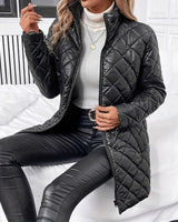 Steppmantel mit Pelzeffekt für Frauen - Simone in Schwarz