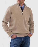 Ben | Modischer Warmer Pullover Mit Halbem Reißverschluss in Aprikose