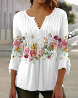 Devika - Bluse mit Floralprint in Weiß