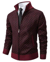 Klarik – Strickjacke MIT Durchgehendem Reißverschluss Und Rautenmuster in Rot