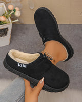 Damilya - Slip On Schuhe Aus Kunstwildleder Mit Fleecefutter Und Kordelzug in Schwarz