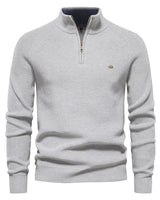 Gianni - Stilvoller Zip-Up Pullover in Hellgrau