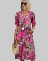 Marisse - Soft-Touch-Midikleid mit Blumenprint in Blush-Pink
